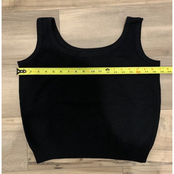 St John Basics Black Santana Knit Cropped Tank Sweater Size S - Picture 6 of 10